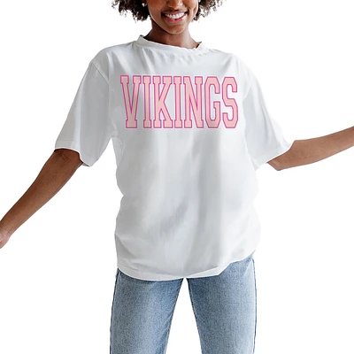 Women's Gameday Couture Oatmeal Minnesota Vikings On Point Oversized T-Shirt
