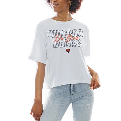 Women's Gameday Couture White Chicago Bears Keep Playing Boxy Fit Cropped T-Shirt