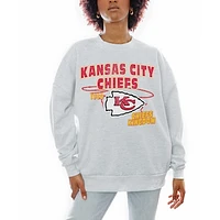 Women's Gameday Couture Ash Kansas City Chiefs Gridiron Goals Premium Drop Shoulder Pullover Sweatshirt