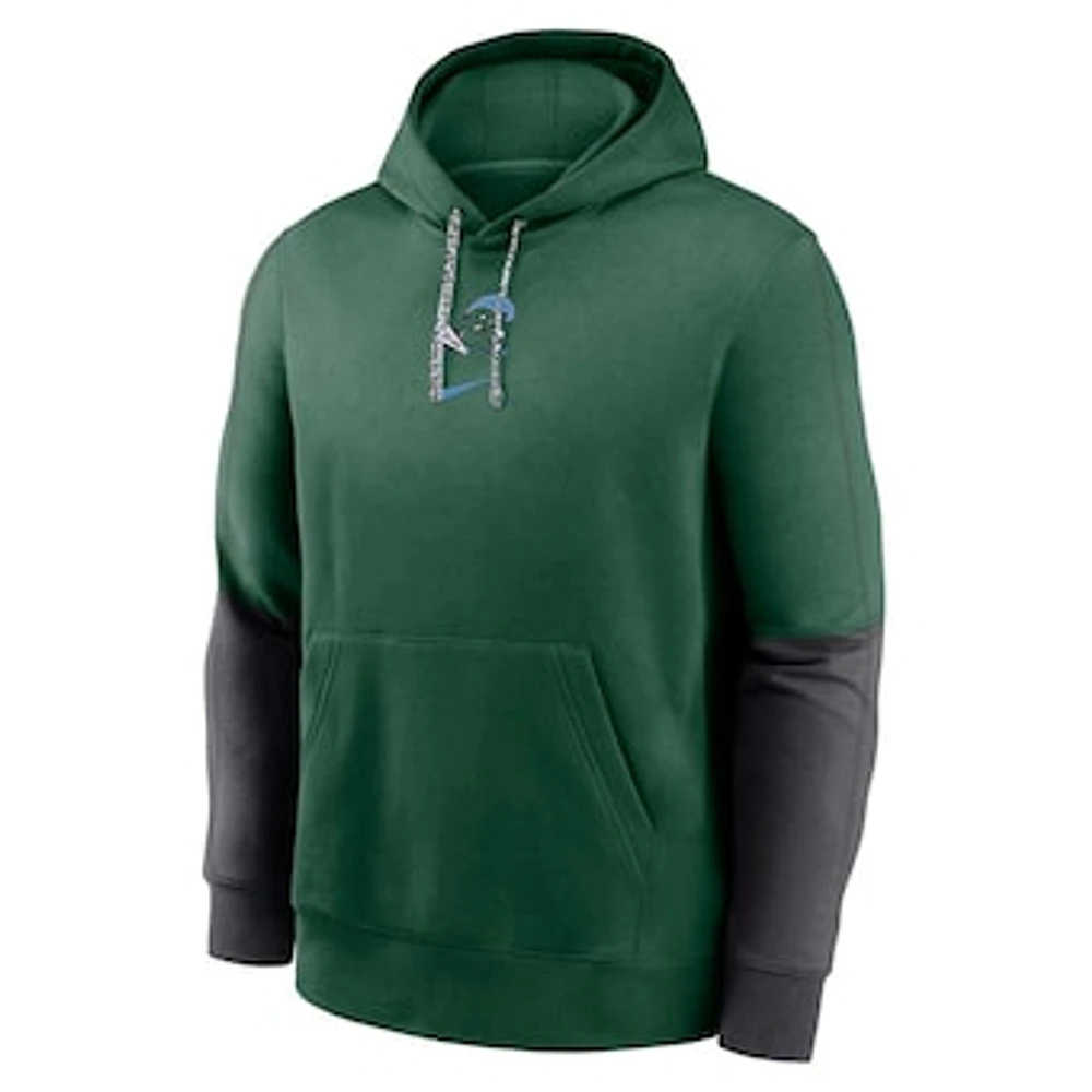 Men's Nike Green Tulane Wave 2024 Sideline Club Pullover Hoodie