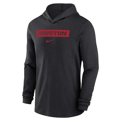 Men's Nike Black Houston Cougars Sideline Hoodie Performance Long Sleeve T-Shirt