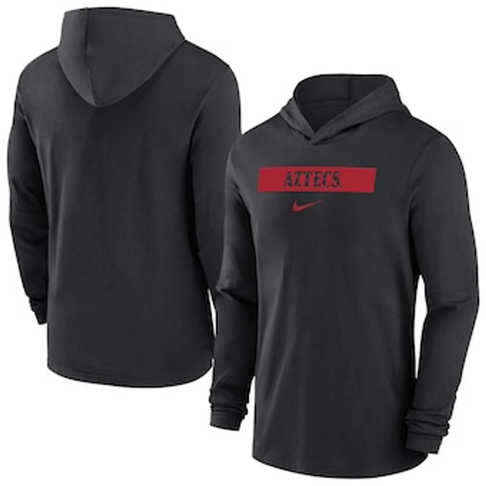 Men's Nike Black San Diego State Aztecs Sideline Hoodie Performance Long Sleeve T-Shirt