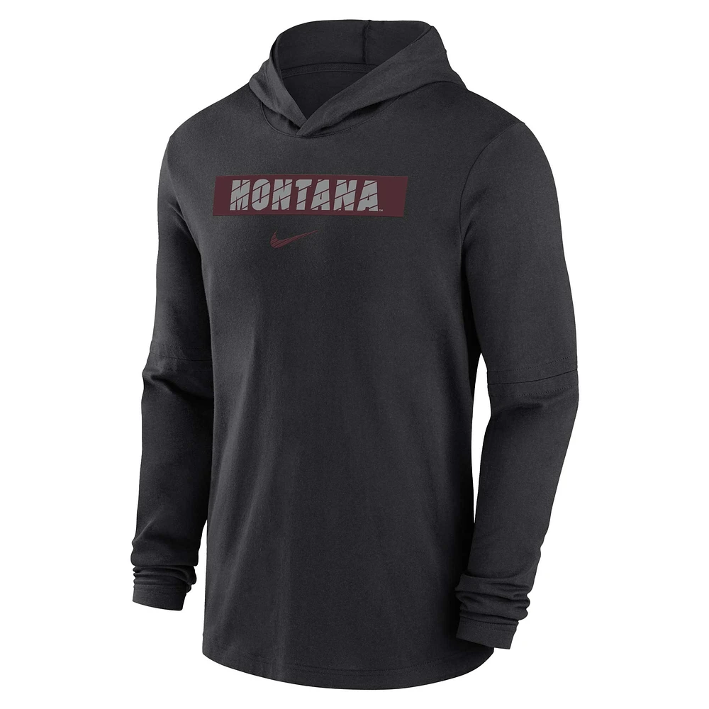 Men's Nike Black Montana Grizzlies Sideline Hoodie Performance Long Sleeve T-Shirt