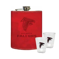 The Memory Company Atlanta Falcons Three-Pack 8oz. Leather Flask & 2oz. Shot Glass Set