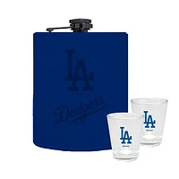 The Memory Company Los Angeles Dodgers Three-Pack 8oz. Leather Flask & 2oz. Shot Glass Set