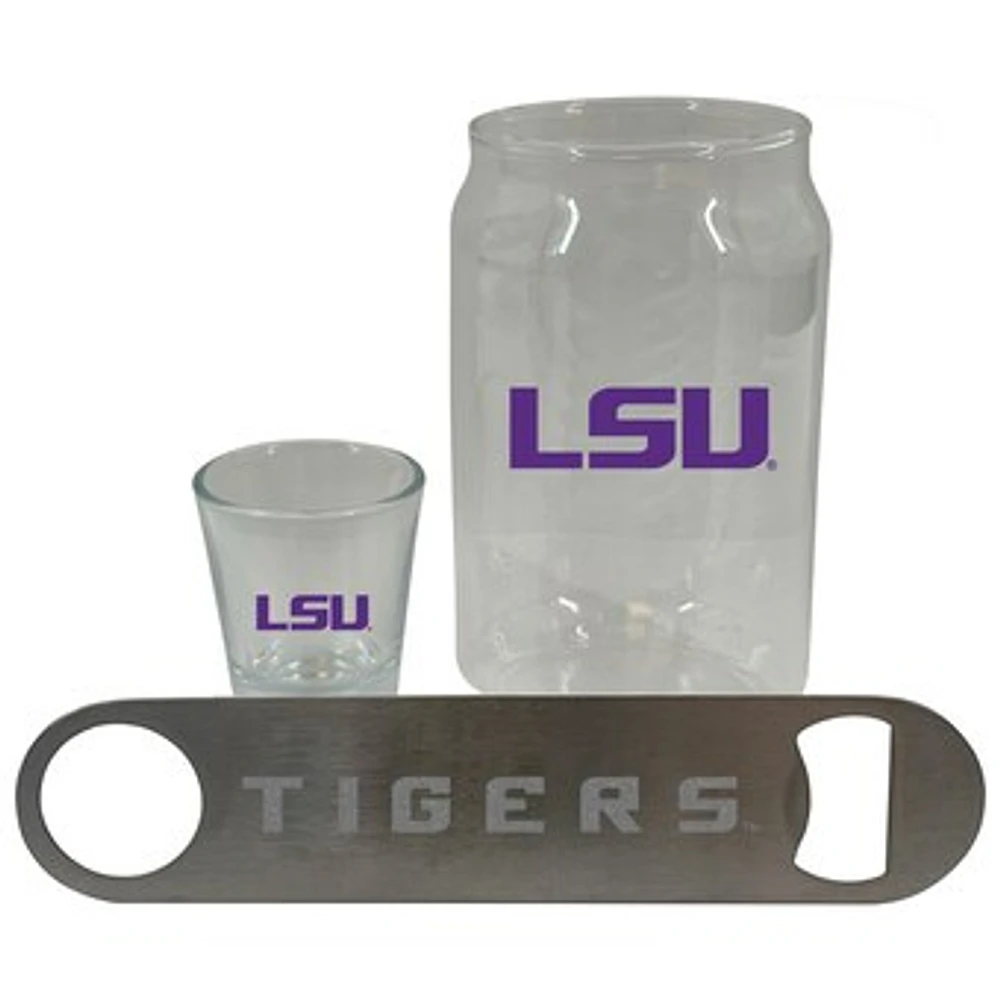 The Memory Company LSU Tigers Three-Pack Beer Glass, 2oz. Shot Glass & Bottle Opener Set