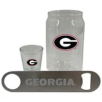 The Memory Company Georgia Bulldogs Three-Pack Beer Glass, 2oz. Shot Glass & Bottle Opener Set