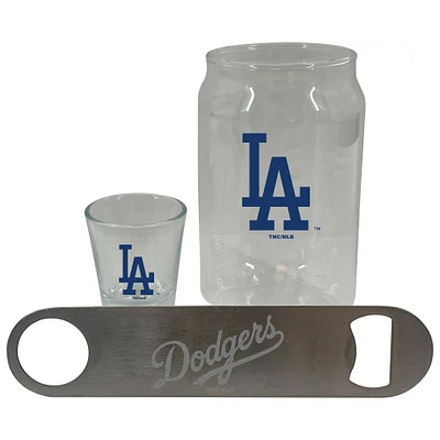 The Memory Company Los Angeles Dodgers Three-Pack Beer Glass, 2oz. Shot Glass & Bottle Opener Set