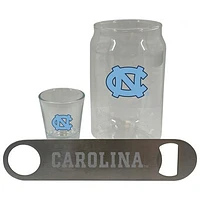 The Memory Company North Carolina Tar Heels Three-Pack Beer Glass, 2oz. Shot Glass & Bottle Opener Set