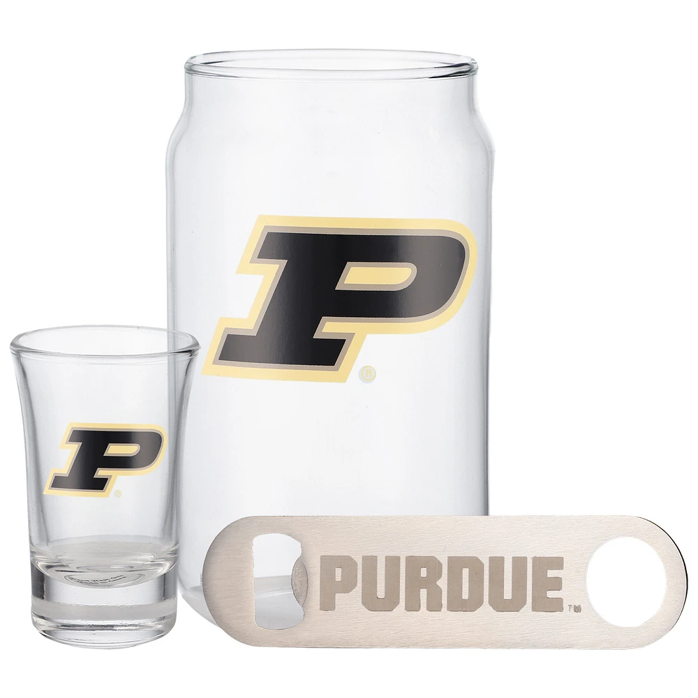 The Memory Company Purdue Boilermakers Three-Pack Beer Glass, 2oz. Shot Glass & Bottle Opener Set