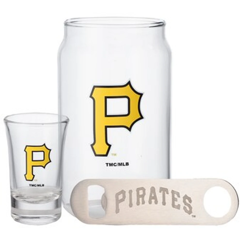 The Memory Company Pittsburgh Pirates Three-Pack Beer Glass, 2oz. Shot Glass & Bottle Opener Set