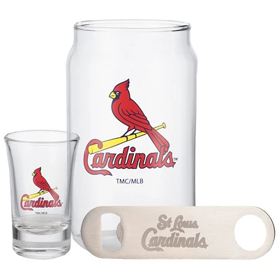 The Memory Company St. Louis Cardinals Three-Pack Beer Glass, 2oz. Shot Glass & Bottle Opener Set