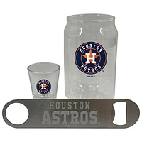 The Memory Company Houston Astros Three-Pack Beer Glass, 2oz. Shot Glass & Bottle Opener Set