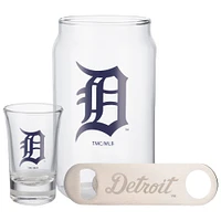 The Memory Company Detroit Tigers Three-Pack Beer Glass, 2oz. Shot Glass & Bottle Opener Set