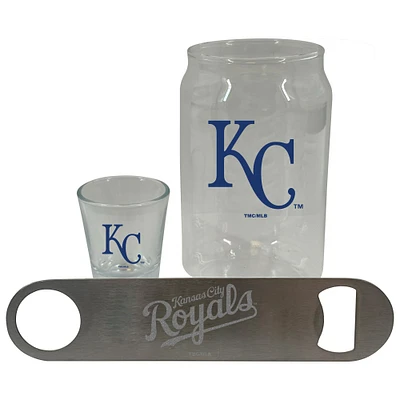 The Memory Company Kansas City Royals Three-Pack Beer Glass, 2oz. Shot Glass & Bottle Opener Set