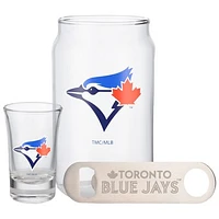 The Memory Company Toronto Blue Jays Three-Pack Beer Glass, 2oz. Shot Glass & Bottle Opener Set