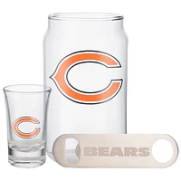 The Memory Company Chicago Bears Three-Pack Beer Glass, 2oz. Shot Glass & Bottle Opener Set