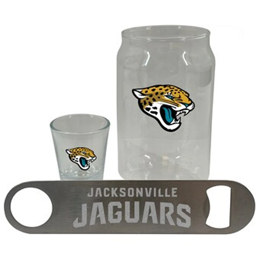 The Memory Company Jacksonville Jaguars Three-Pack Beer Glass, 2oz. Shot Glass & Bottle Opener Set