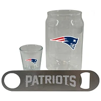 The Memory Company New England Patriots Three-Pack Beer Glass, 2oz. Shot Glass & Bottle Opener Set