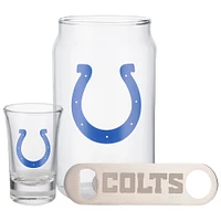 The Memory Company Indianapolis Colts Three-Pack Beer Glass, 2oz. Shot Glass & Bottle Opener Set