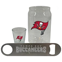 The Memory Company Tampa Bay Buccaneers Three-Pack Beer Glass, 2oz. Shot Glass & Bottle Opener Set