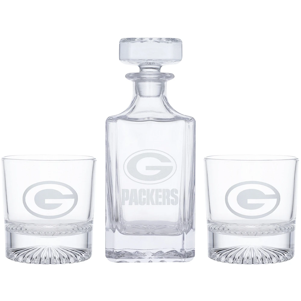 Green Bay Packers Decanter & Two Rocks Glasses Set