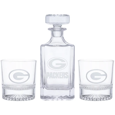 Green Bay Packers Decanter & Two Rocks Glasses Set