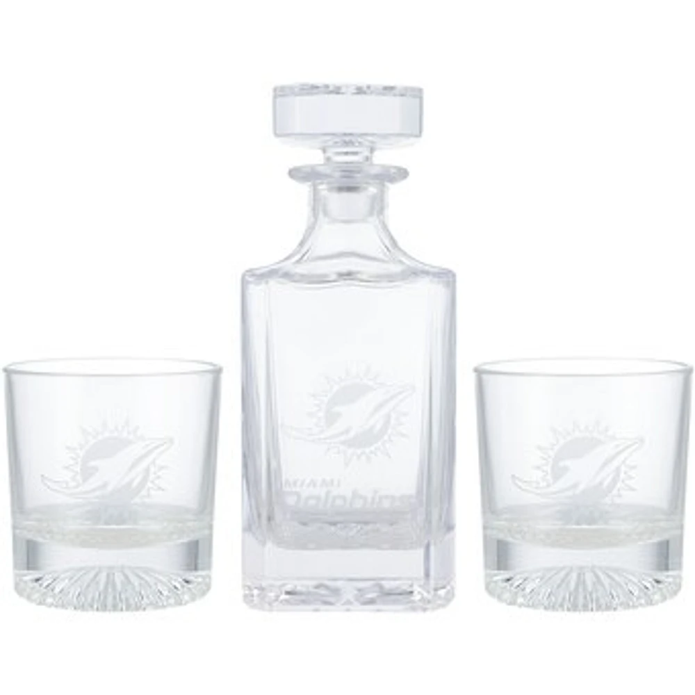 Miami Dolphins Three-Piece Decanter & Rocks Glasses Set