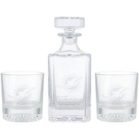 Miami Dolphins Three-Piece Decanter & Rocks Glasses Set