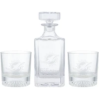 Miami Dolphins Three-Piece Decanter & Rocks Glasses Set