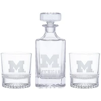 Michigan Wolverines Decanter & Two Rocks Glasses Set