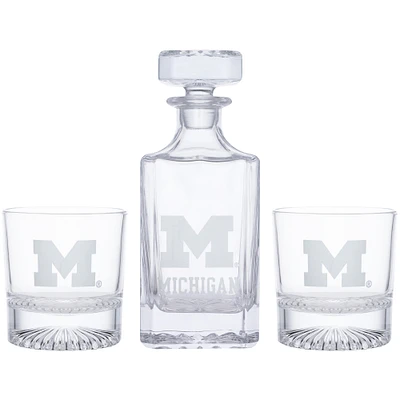 Michigan Wolverines Decanter & Two Rocks Glasses Set