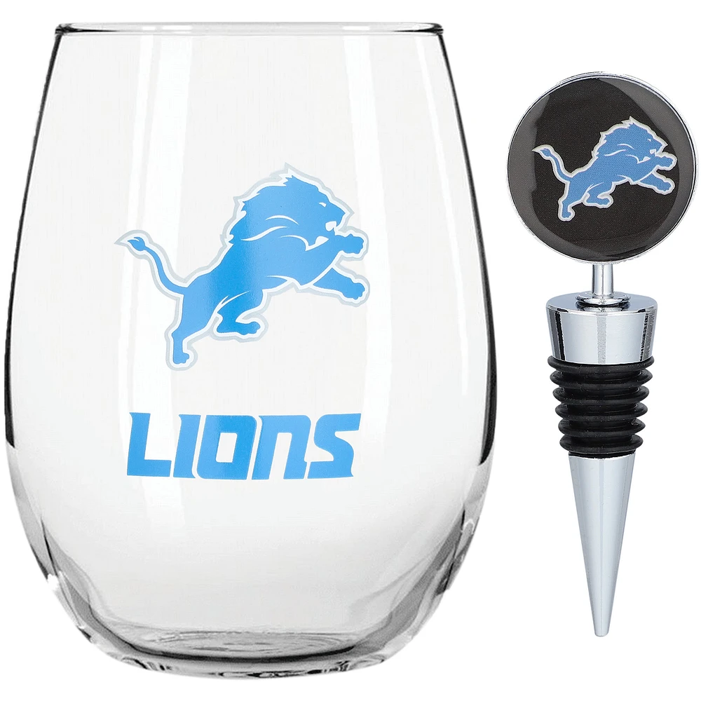 The Memory Company Detroit Lions 15oz. Stemless Tumbler With Wine Bottle Stopper