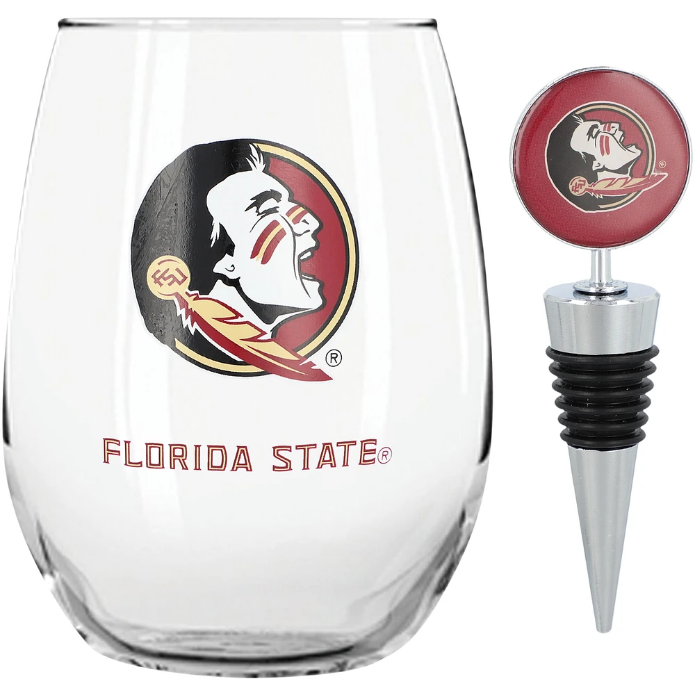 The Memory Company Florida State Seminoles 15oz. Stemless Tumbler With Wine Bottle Stopper