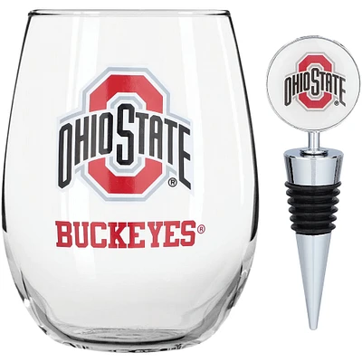 The Memory Company Ohio State Buckeyes 15oz. Stemless Tumbler With Wine Bottle Stopper