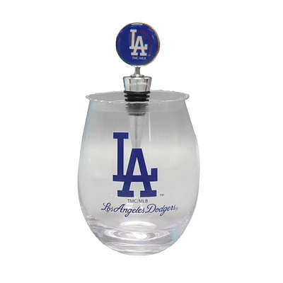 The Memory Company Los Angeles Dodgers 15oz. Stemless Tumbler With Wine Bottle Stopper