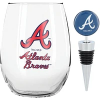 The Memory Company Atlanta Braves 15oz. Stemless Tumbler With Wine Bottle Stopper