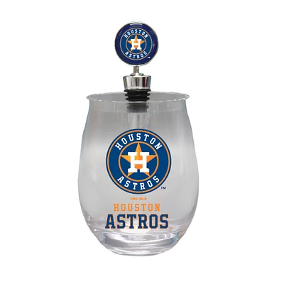 The Memory Company Houston Astros 15oz. Stemless Tumbler With Wine Bottle Stopper