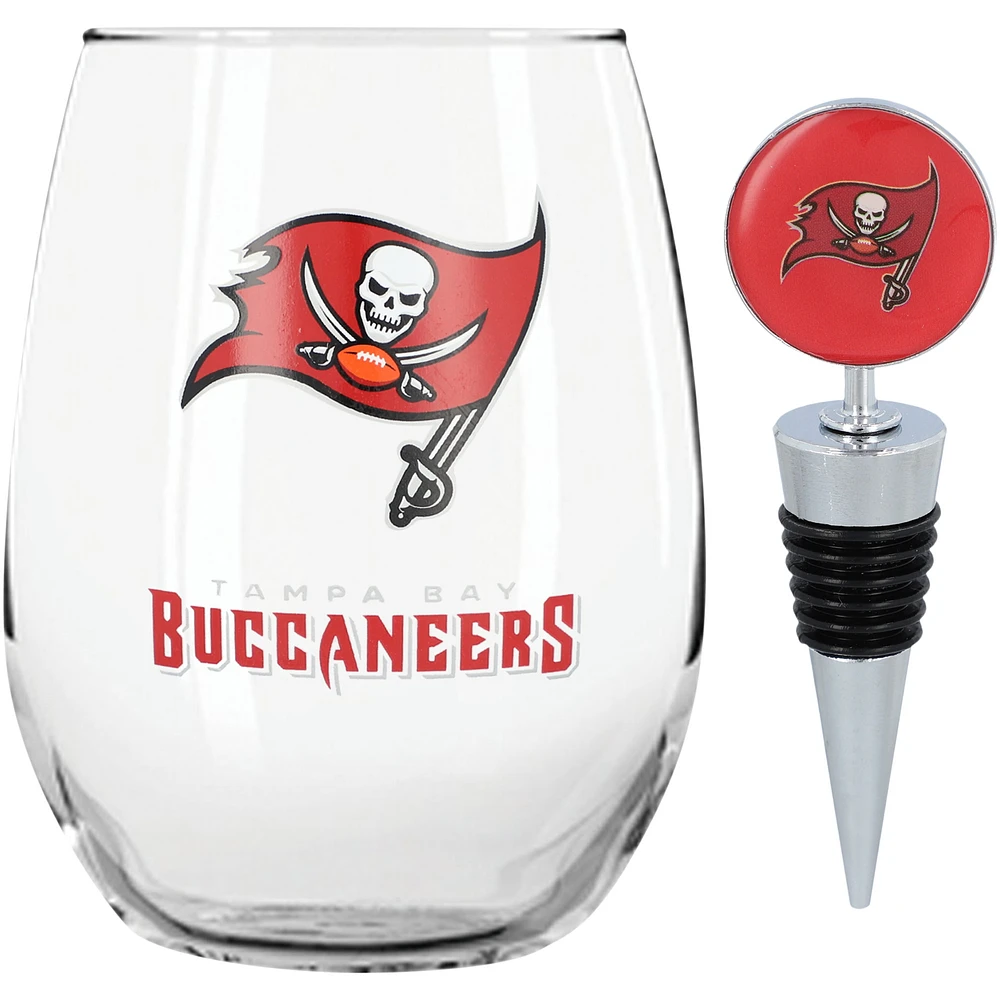 The Memory Company Tampa Bay Buccaneers 15oz. Stemless Tumbler With Wine Bottle Stopper