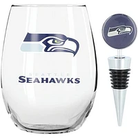 The Memory Company Seattle Seahawks 15oz. Stemless Tumbler with Wine Bottle Stopper