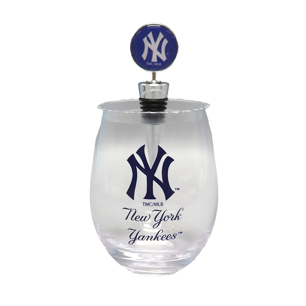 The Memory Company New York Yankees 15oz. Stemless Tumbler With Wine Bottle Stopper