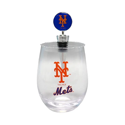 The Memory Company New York Mets 15oz. Stemless Tumbler With Wine Bottle Stopper