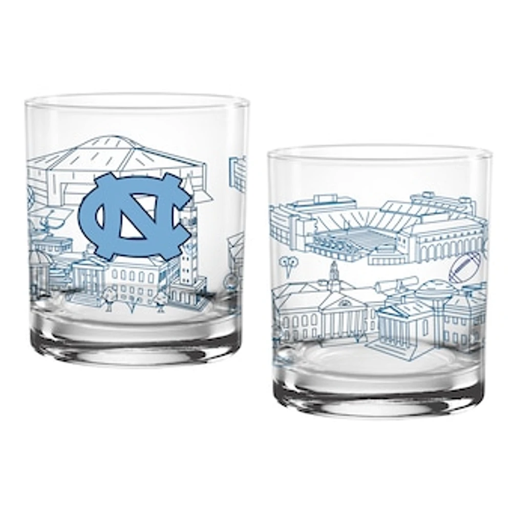 North Carolina Tar Heels Two-Pack 14oz. Campus Line Art Glass