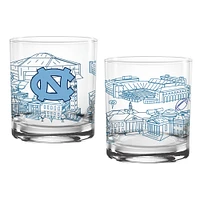 North Carolina Tar Heels Two-Pack 14oz. Campus Line Art Glass