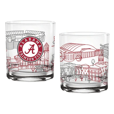 Alabama Crimson Tide Two-Pack 14oz. Campus Line Art Glass