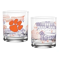 Clemson Tigers Two-Pack 14oz. Campus Line Art Glass