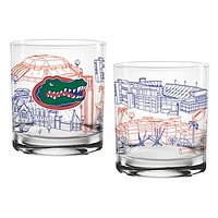 Florida Gators Two-Pack 14oz. Campus Line Art Glass