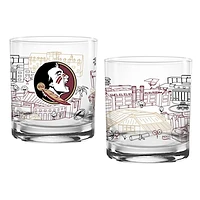 Florida State Seminoles Two-Pack 14oz. Campus Line Art Glass