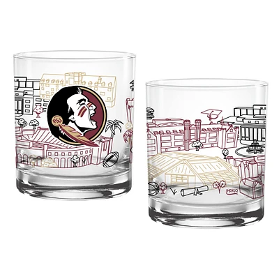 Florida State Seminoles Two-Pack 14oz. Campus Line Art Glass