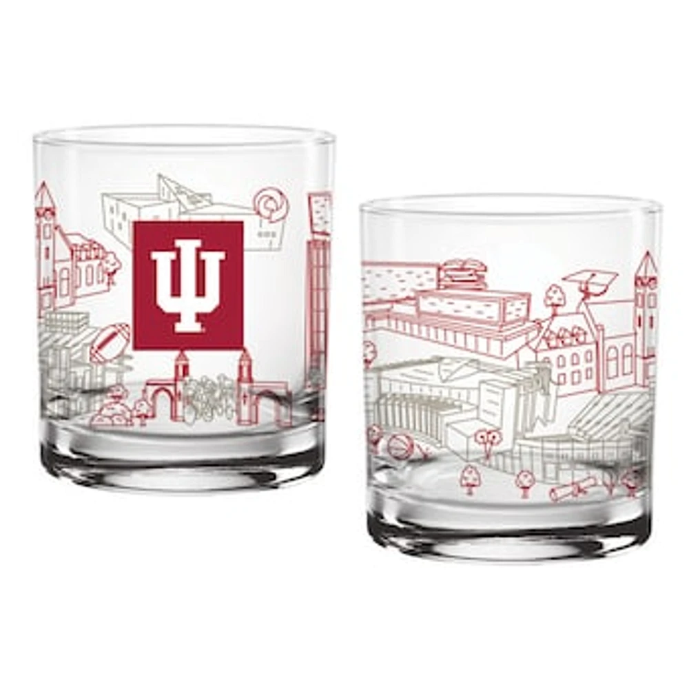 Indiana Hoosiers Two-Pack 14oz. Campus Line Art Glass